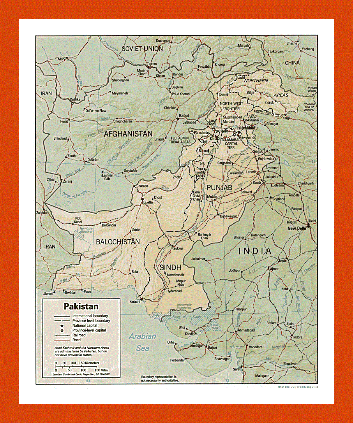 Political and administrative map of Pakistan 1991