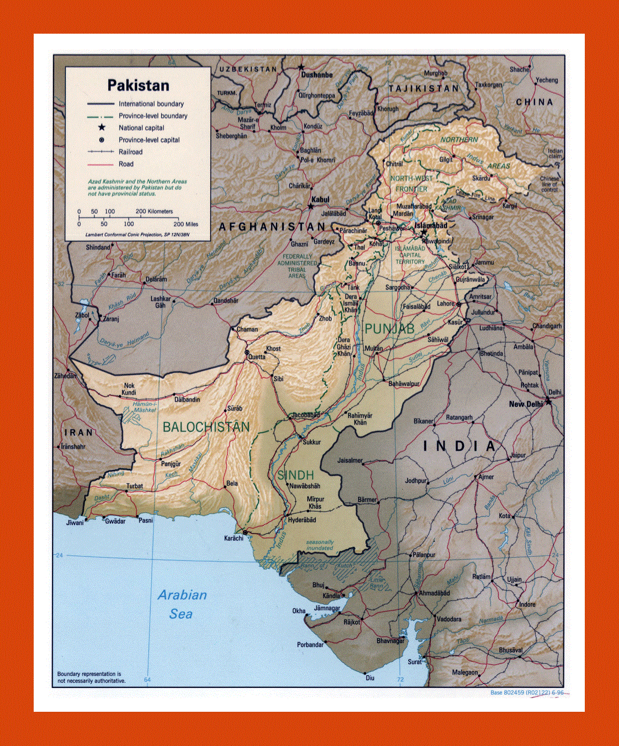 Political and administrative map of Pakistan - 1996