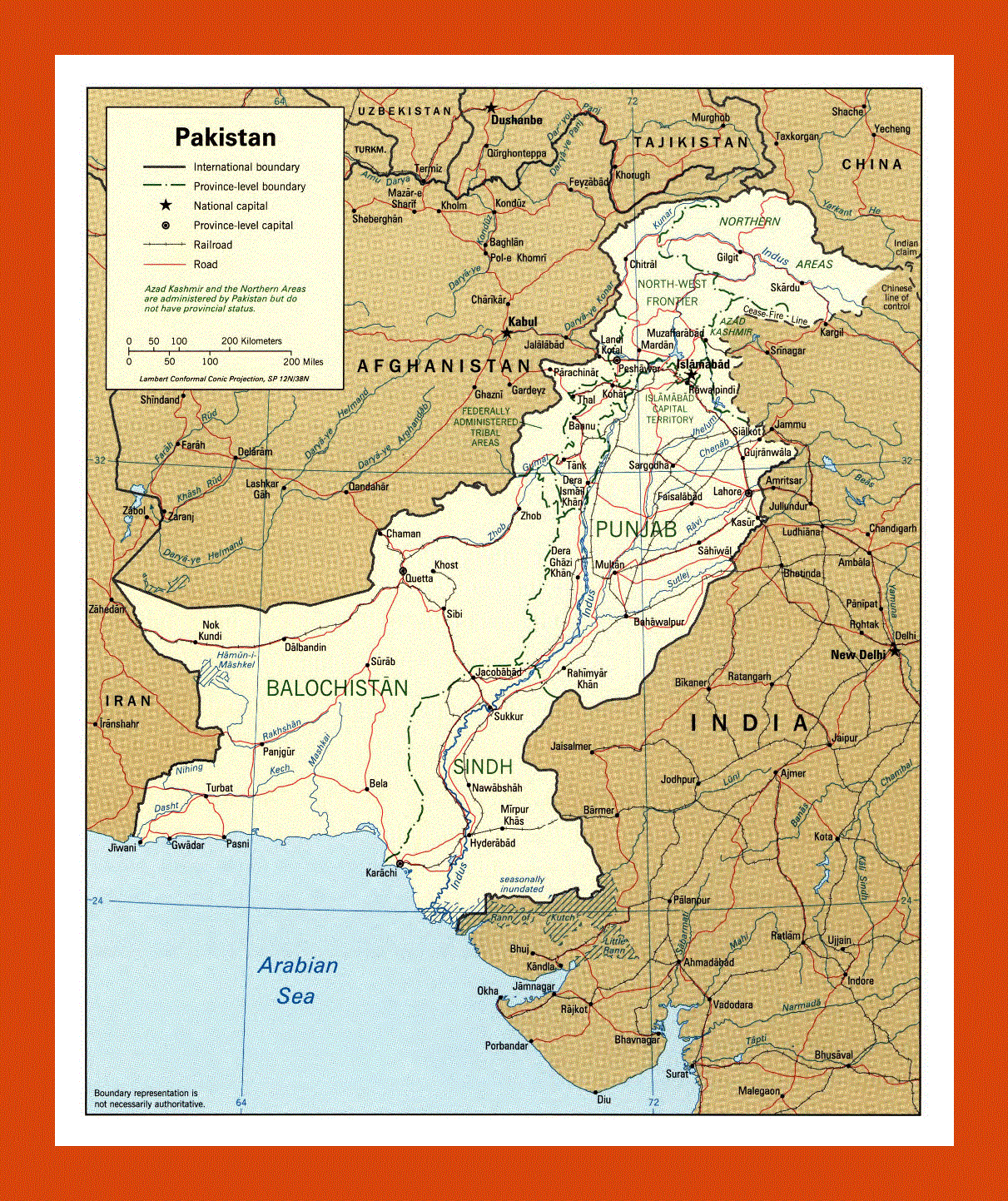 Political and administrative map of Pakistan - 1996