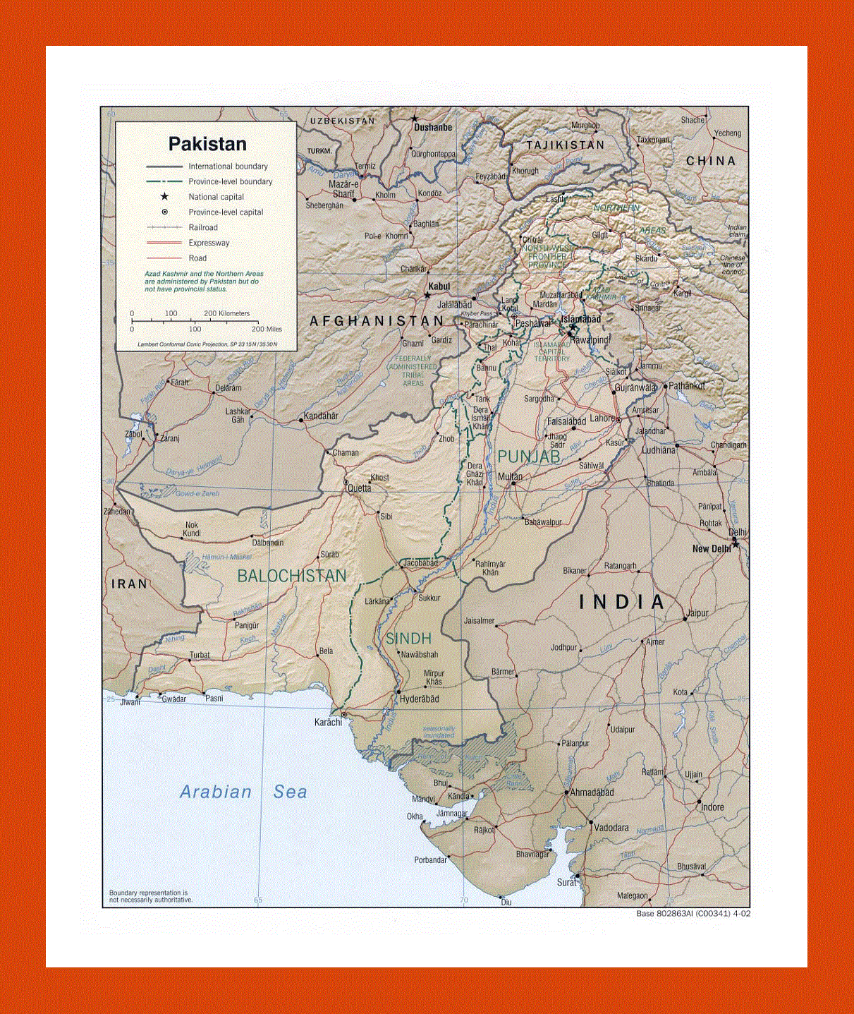 Political and administrative map of Pakistan - 2002