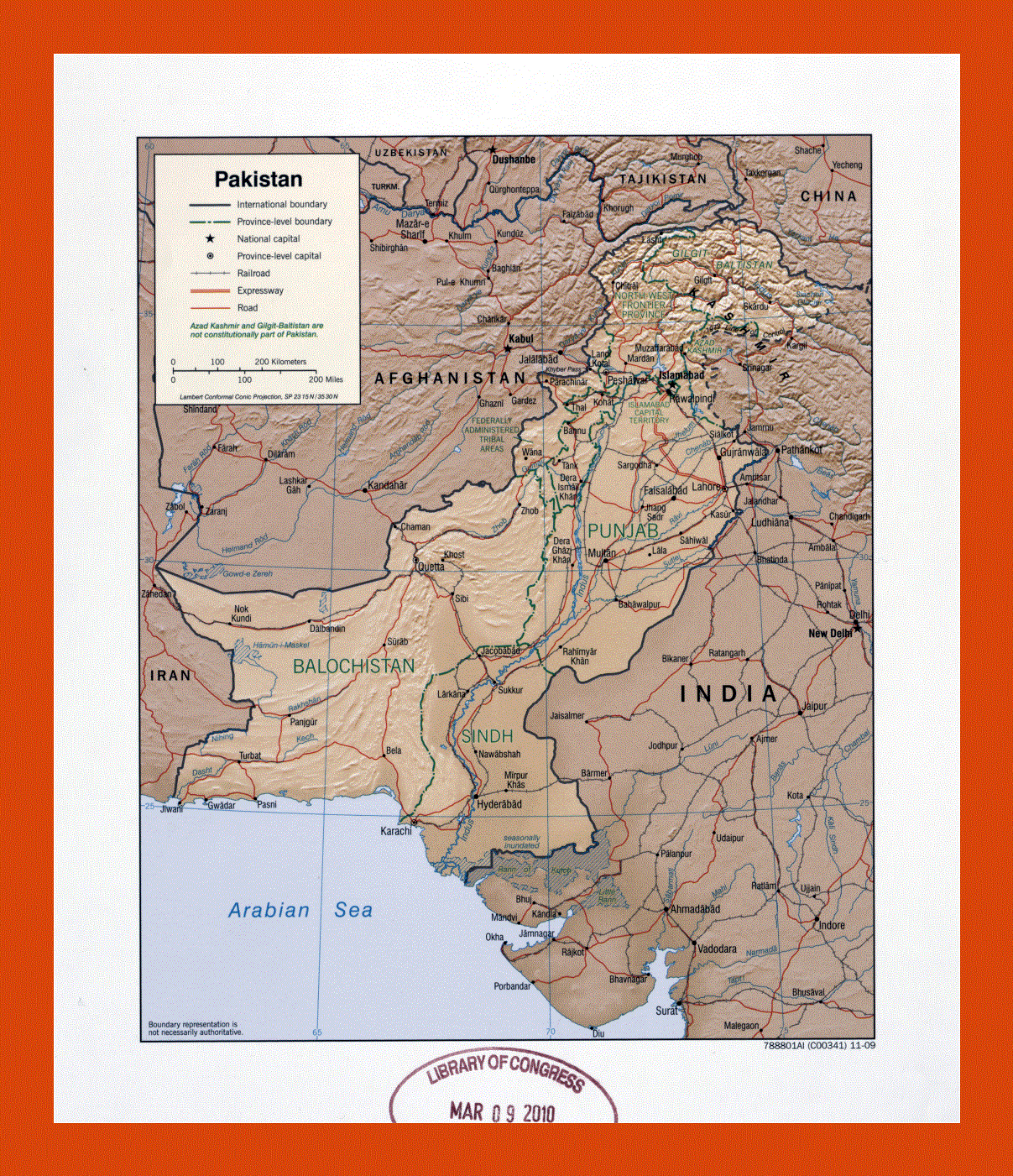Political and administrative map of Pakistan - 2009