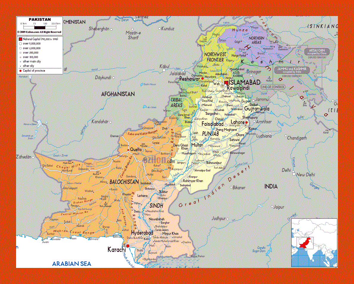 Political and administrative map of Pakistan