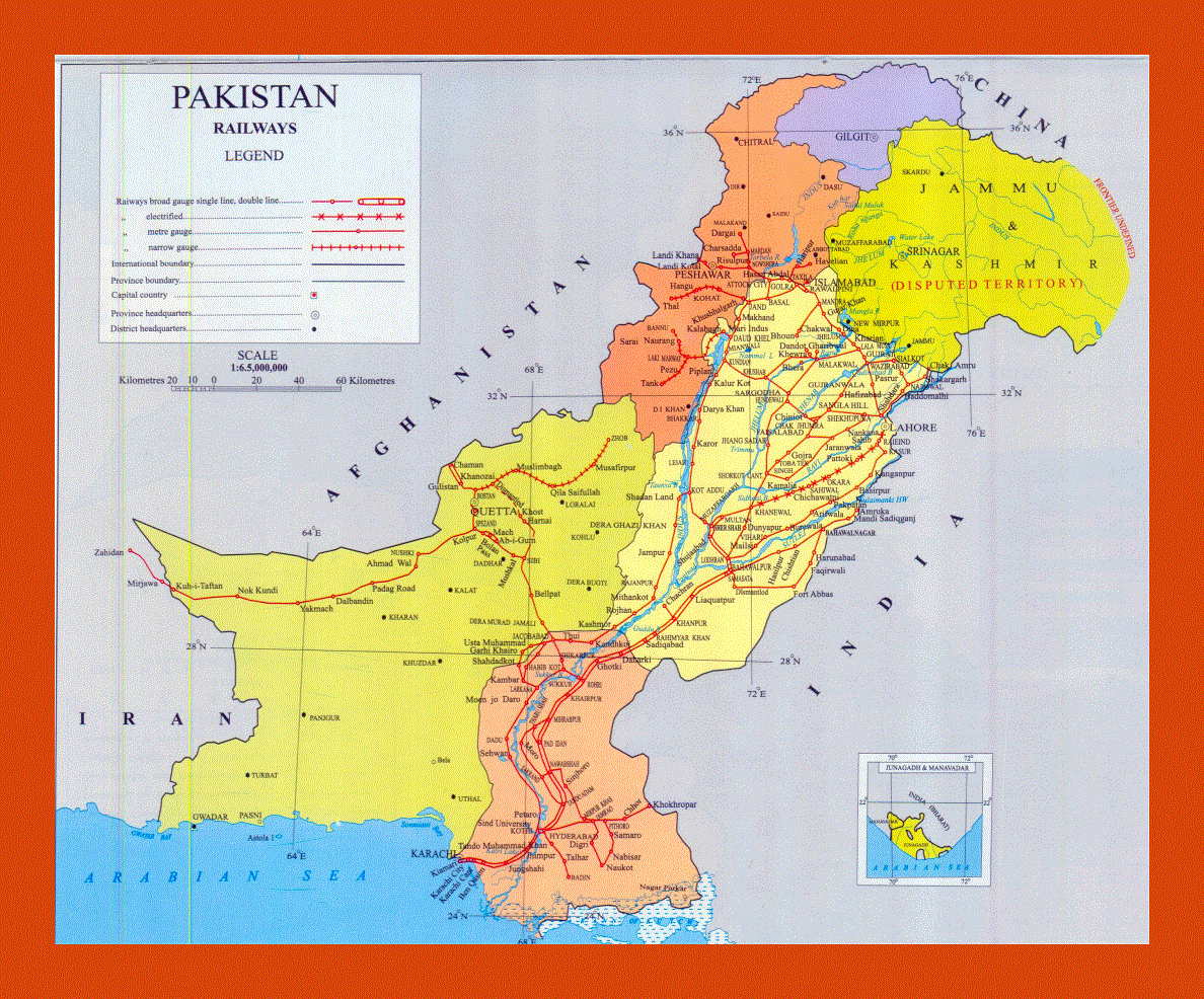 Railways map of Pakistan
