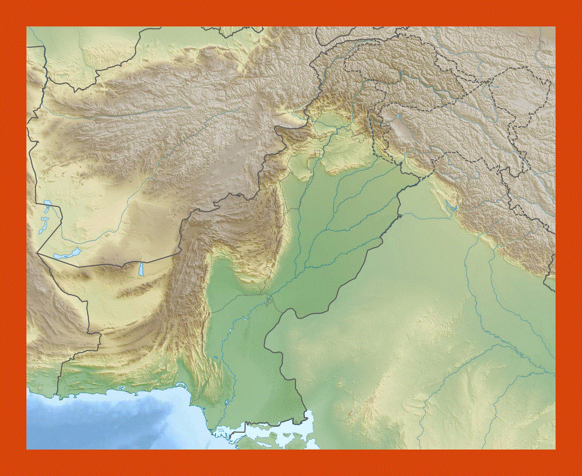 Relief map of Pakistan