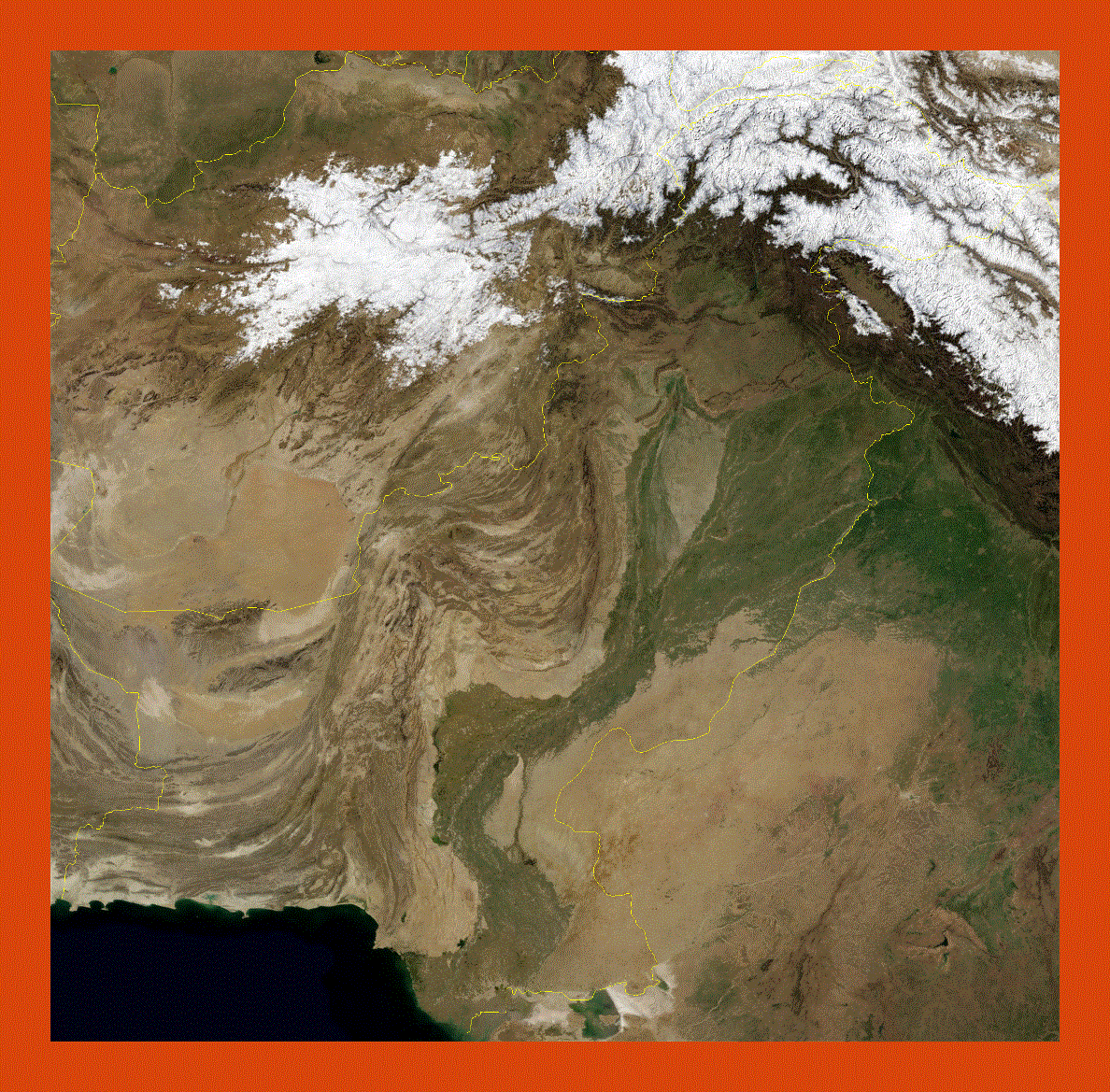 Satellite map of Pakistan