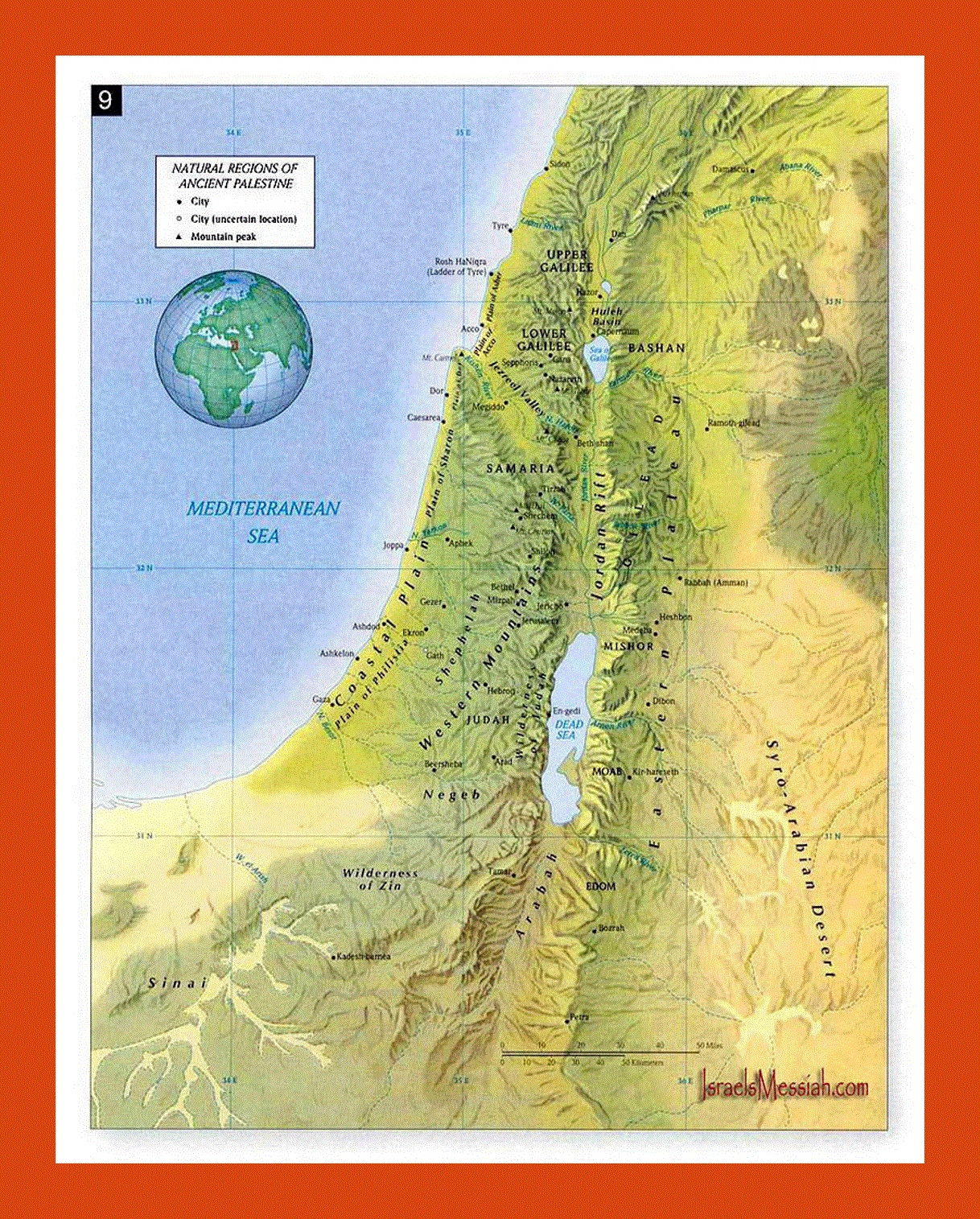 Map of natural regions of Ancient Palestine