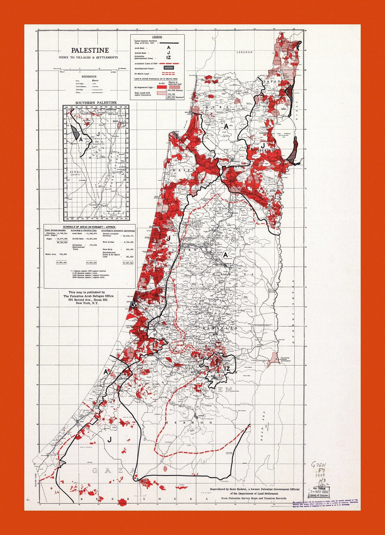 Old map of Palestine - 1949