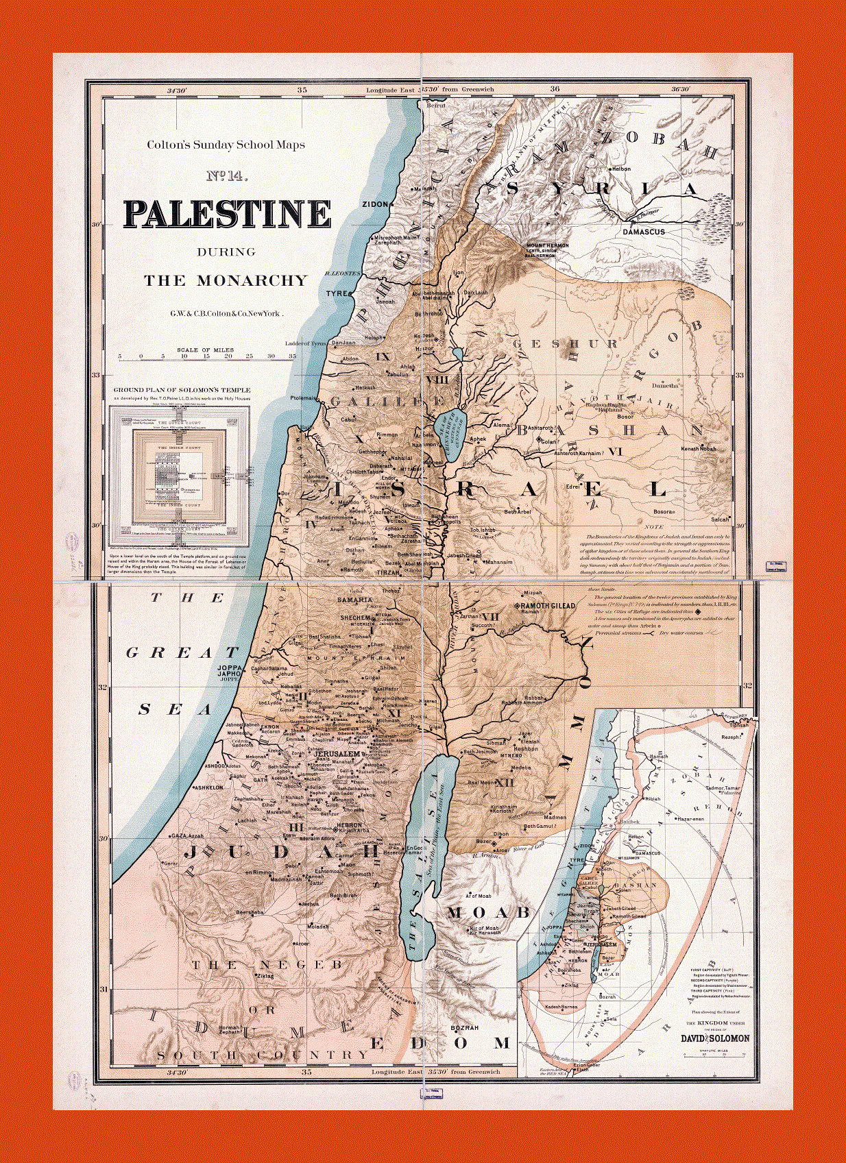Old map of Palestine during the monarchy - 1895