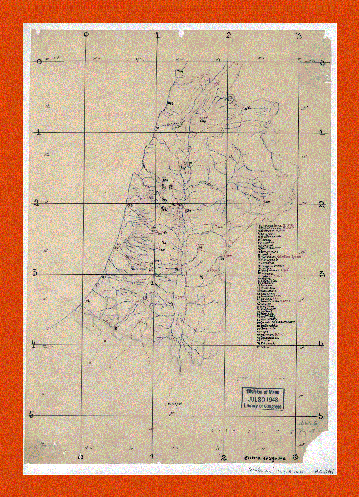 Old sketch map of Palestine - 188x