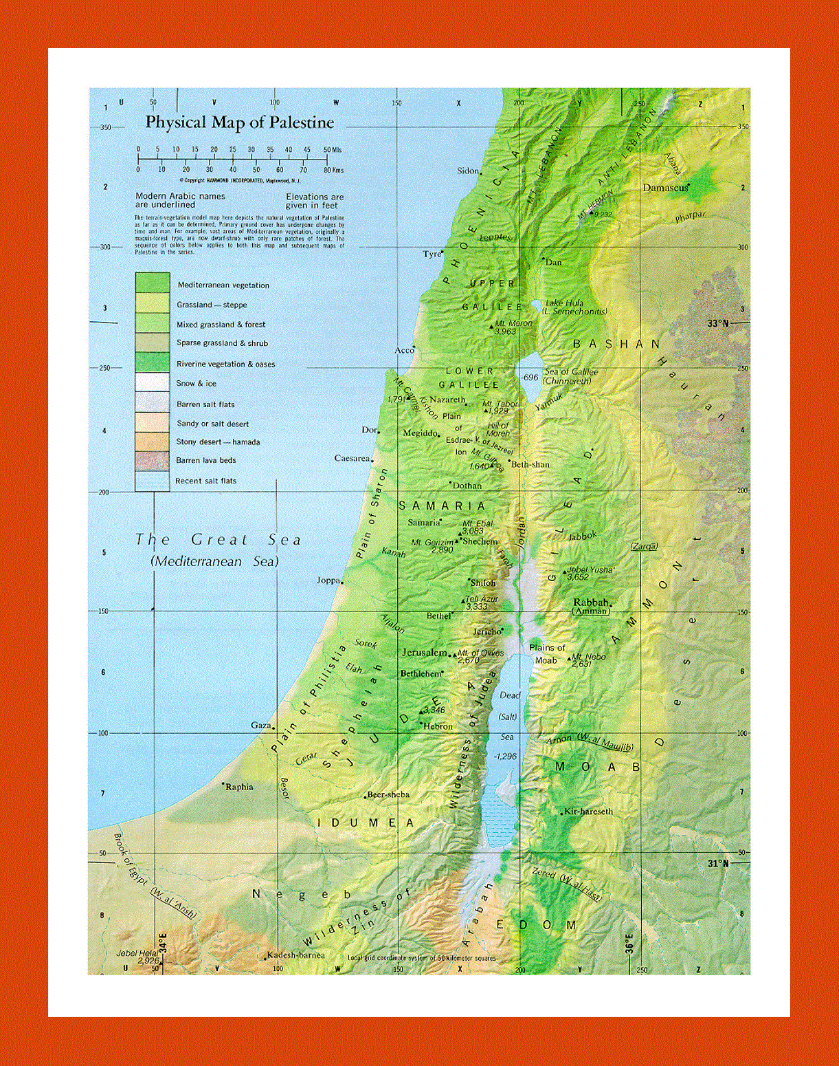 Physical map of Palestine