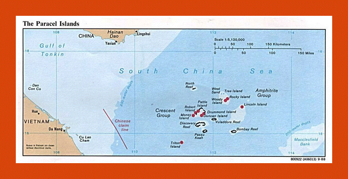Political map of Paracel Islands - 1988