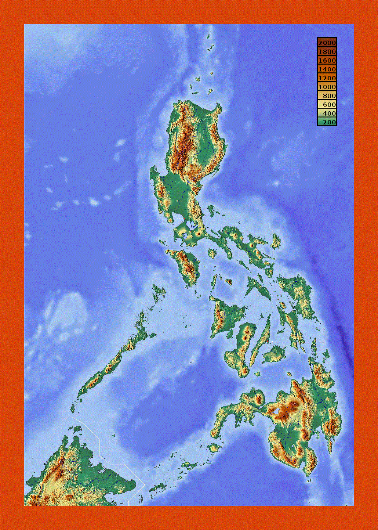 Elevation map of Philippines