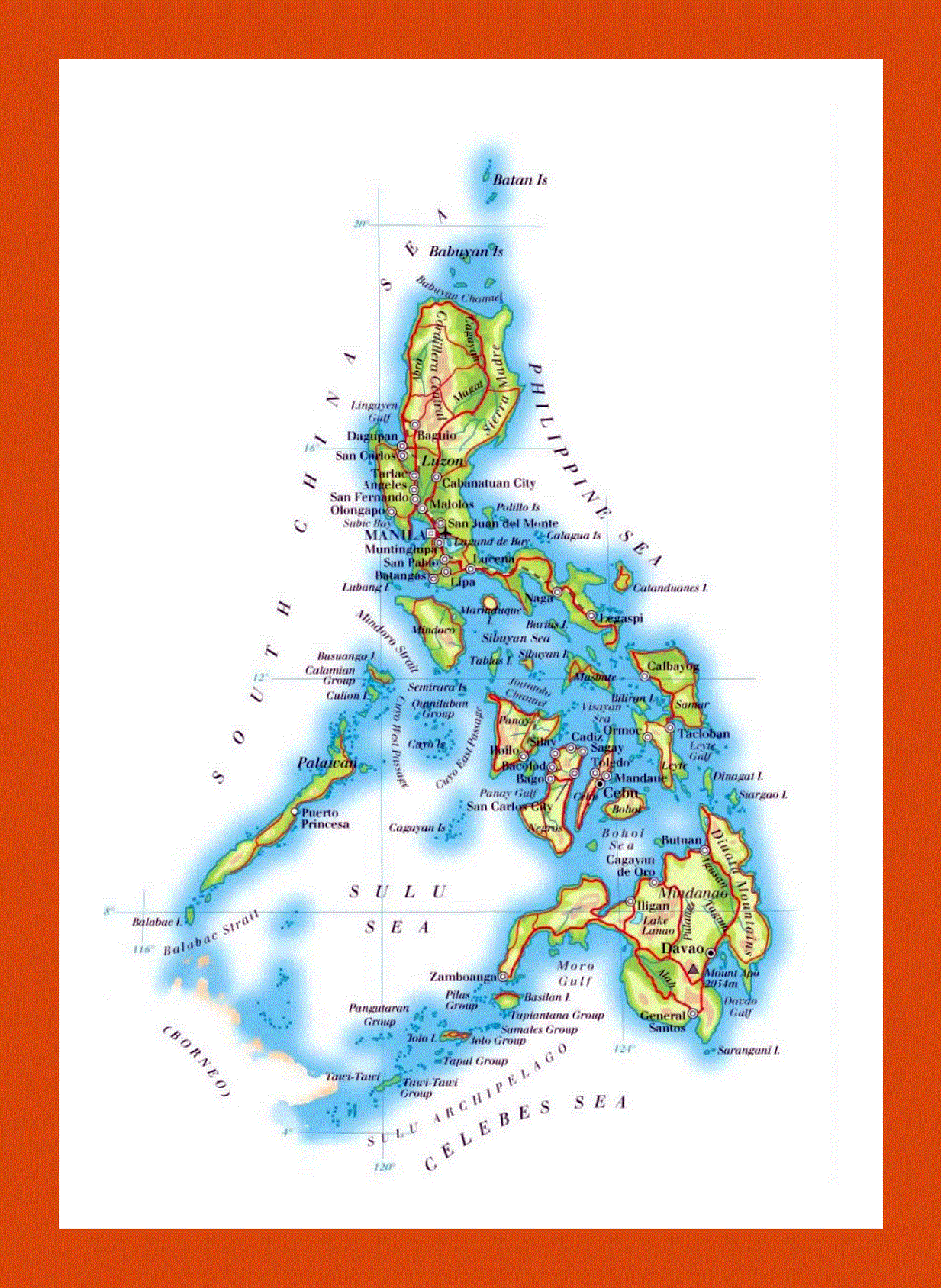 Elevation map of Philippines