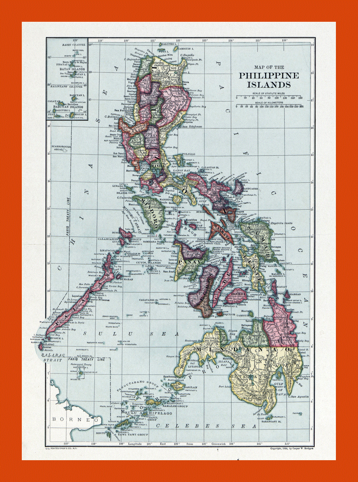 Old map of the Philippine islands - 1906