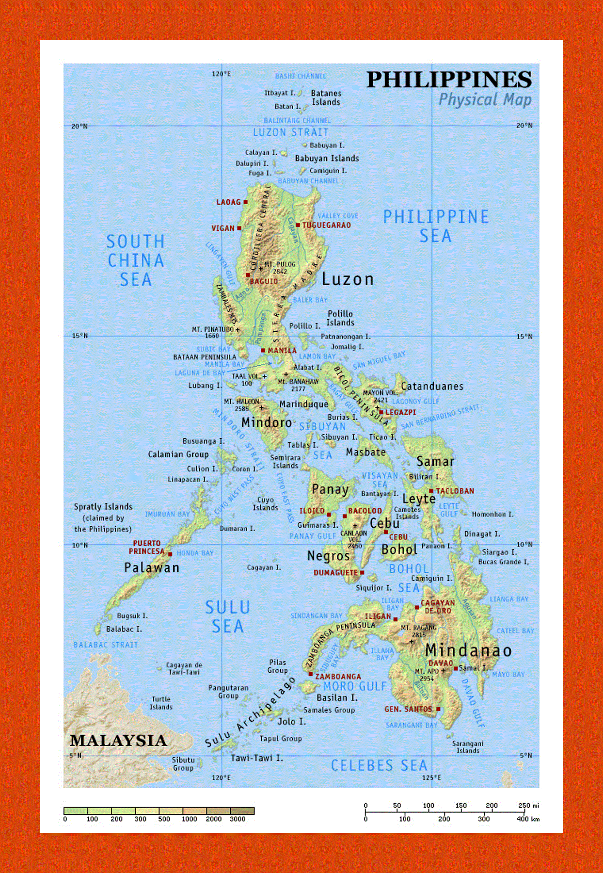 Physical map of Philippines