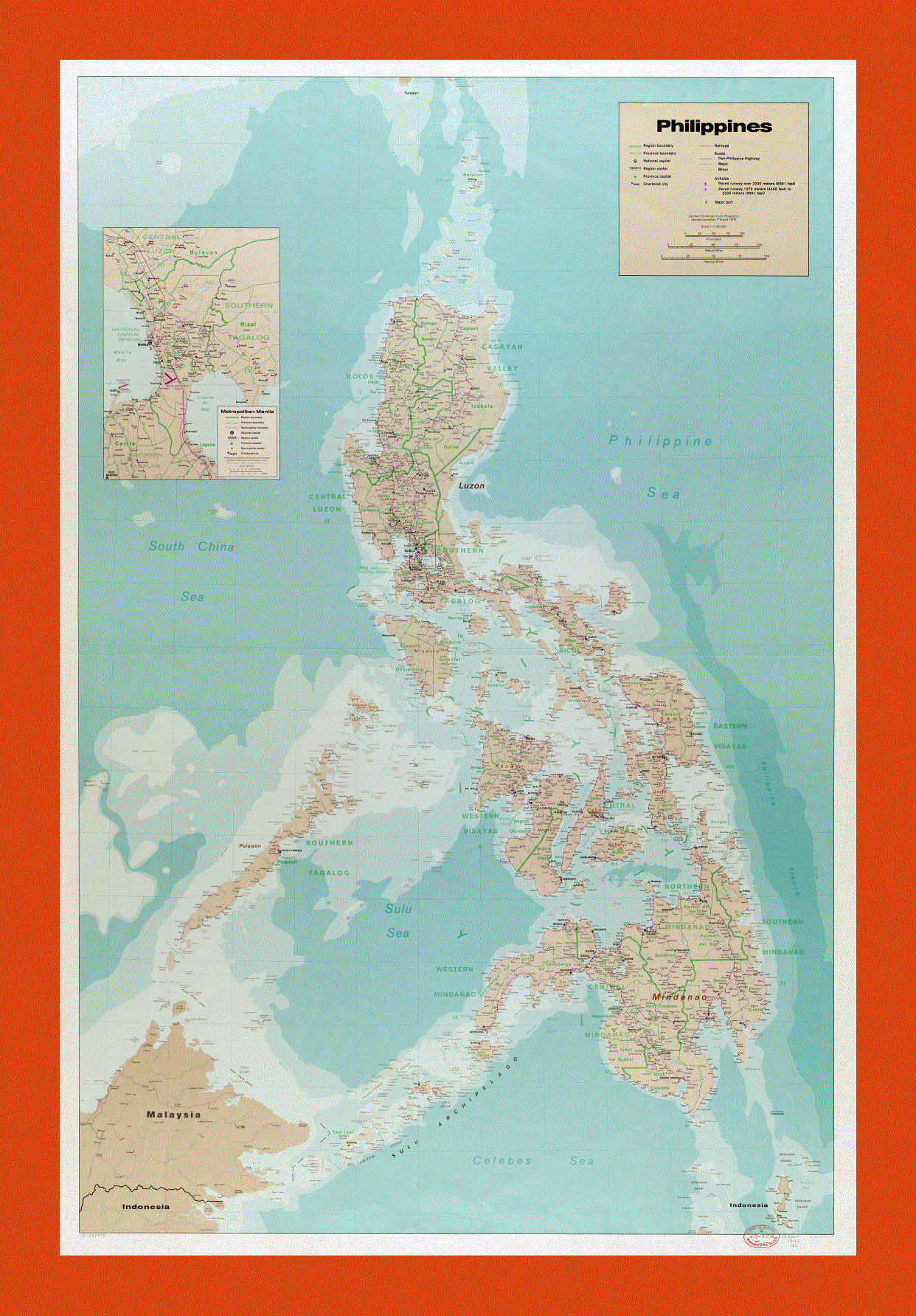 Political and administrative map of Philippines - 1990