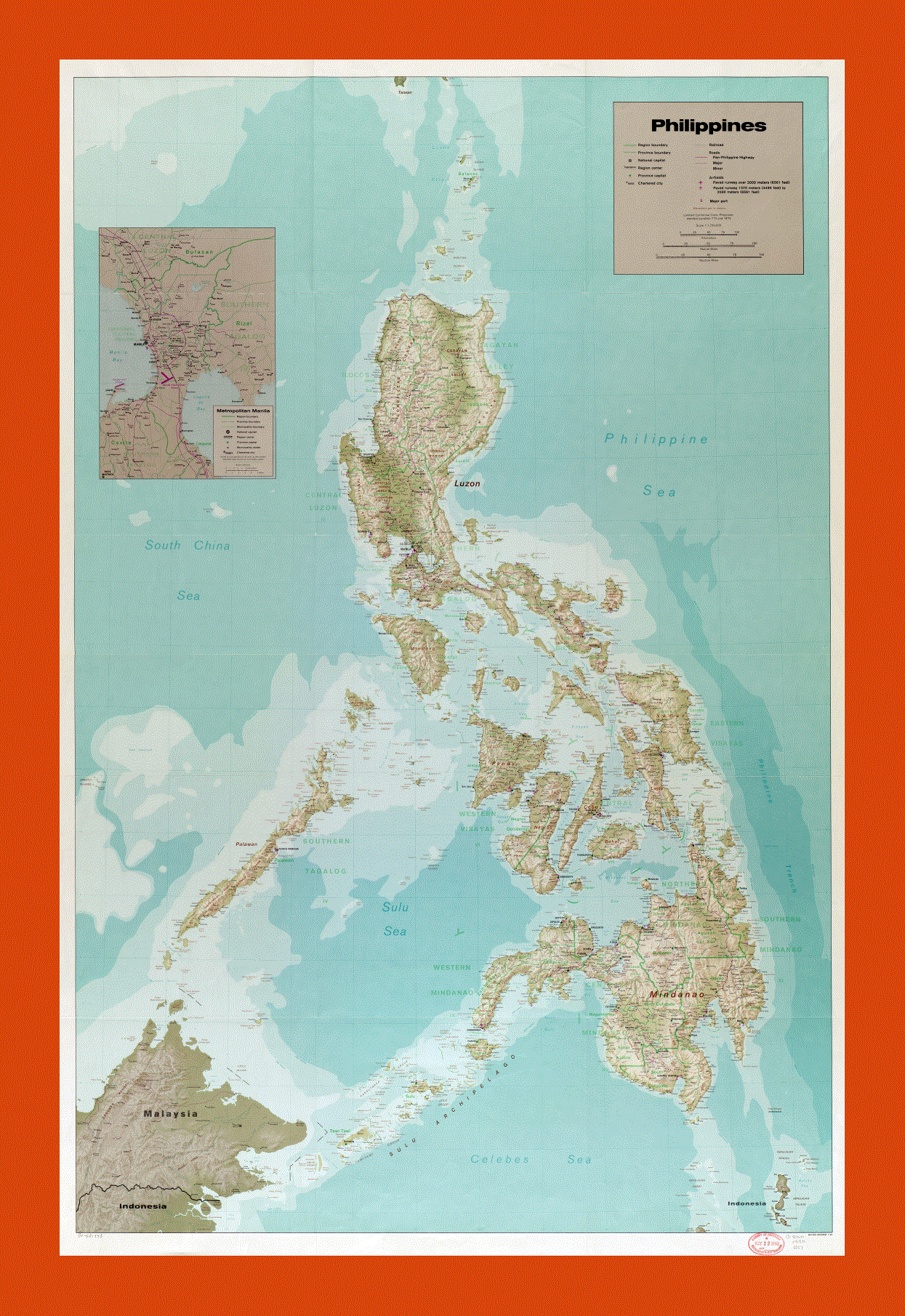 Political and administrative map of Philippines - 1990