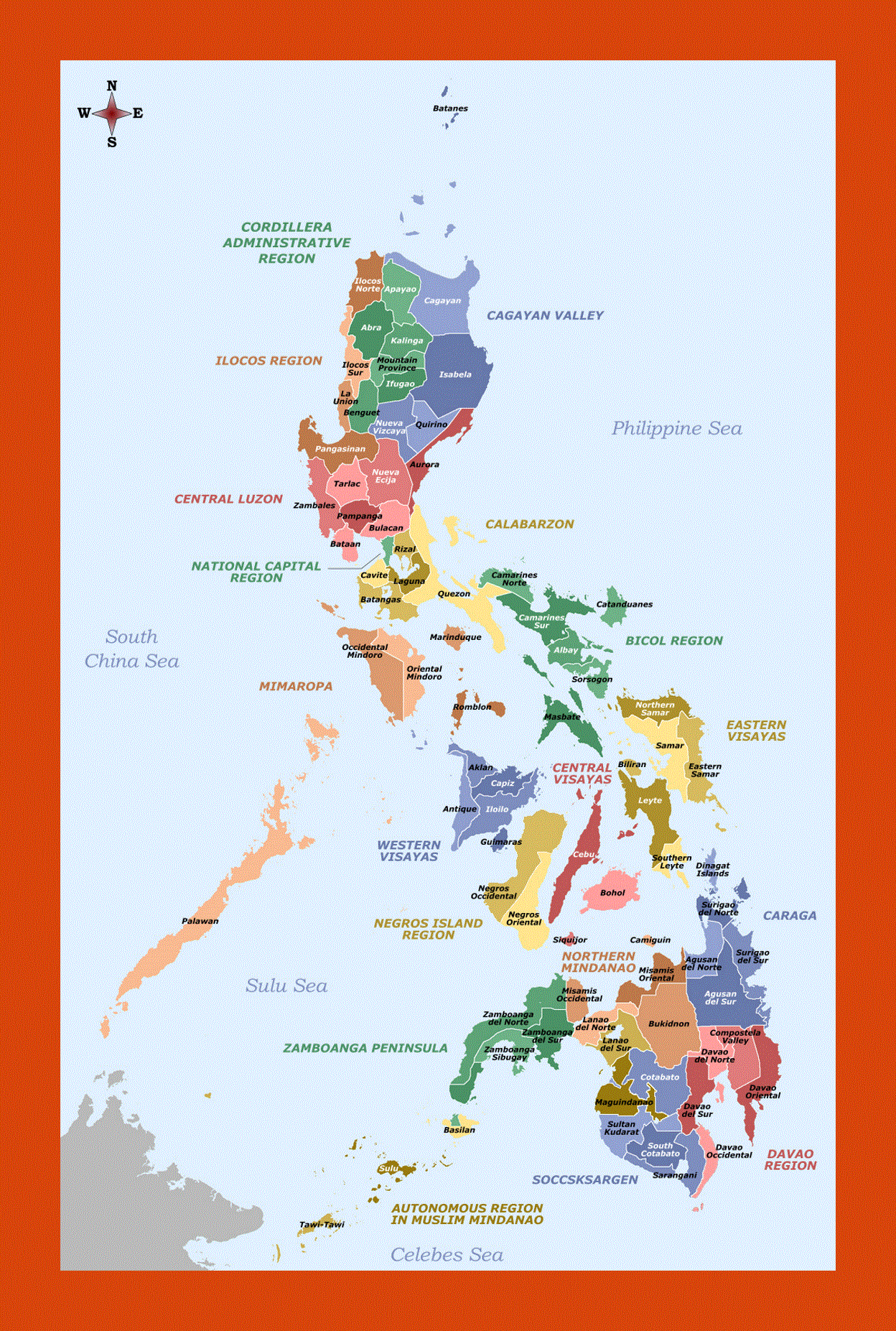 Provinces and regions map of Philippines