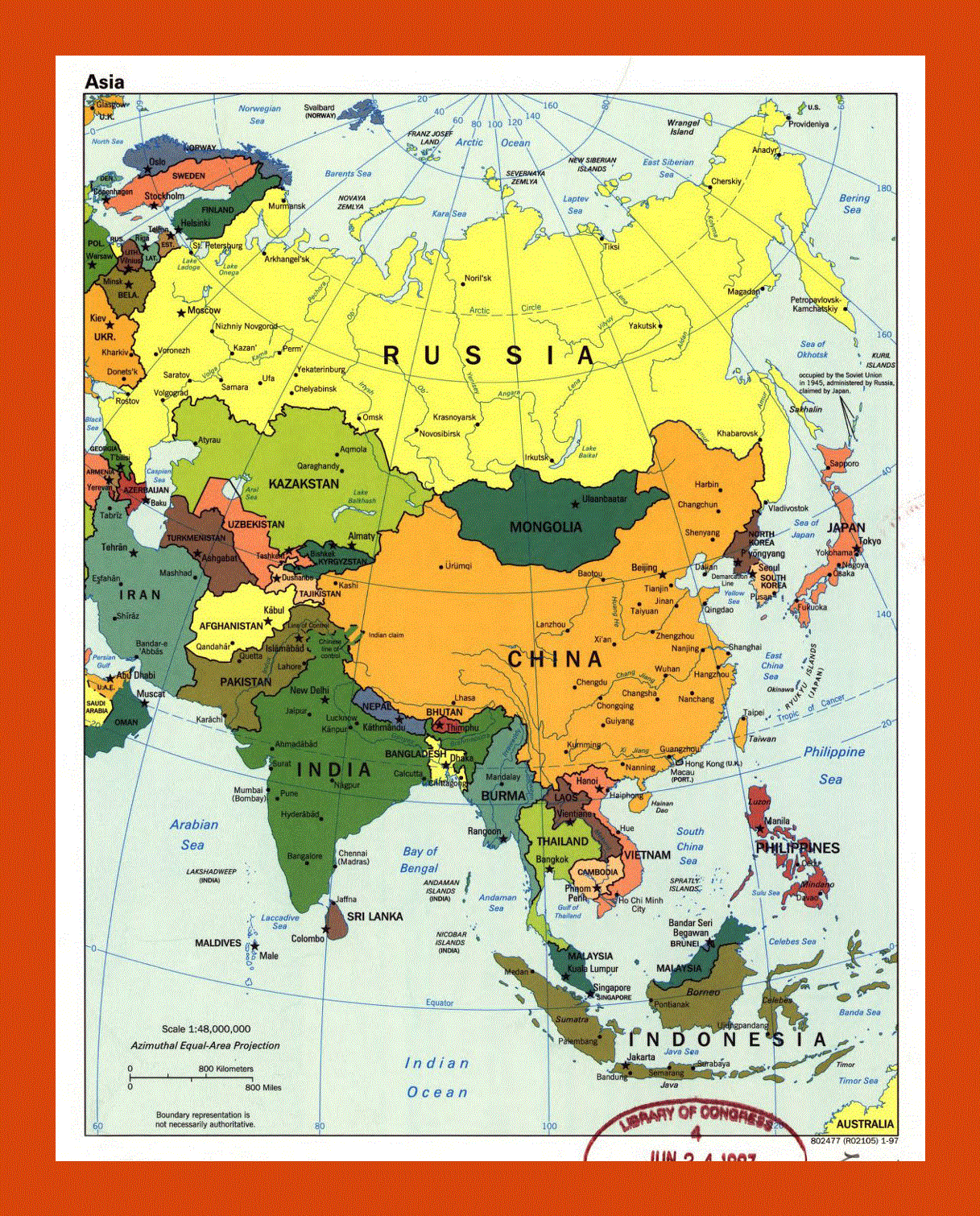 Political map of Asia - 1997