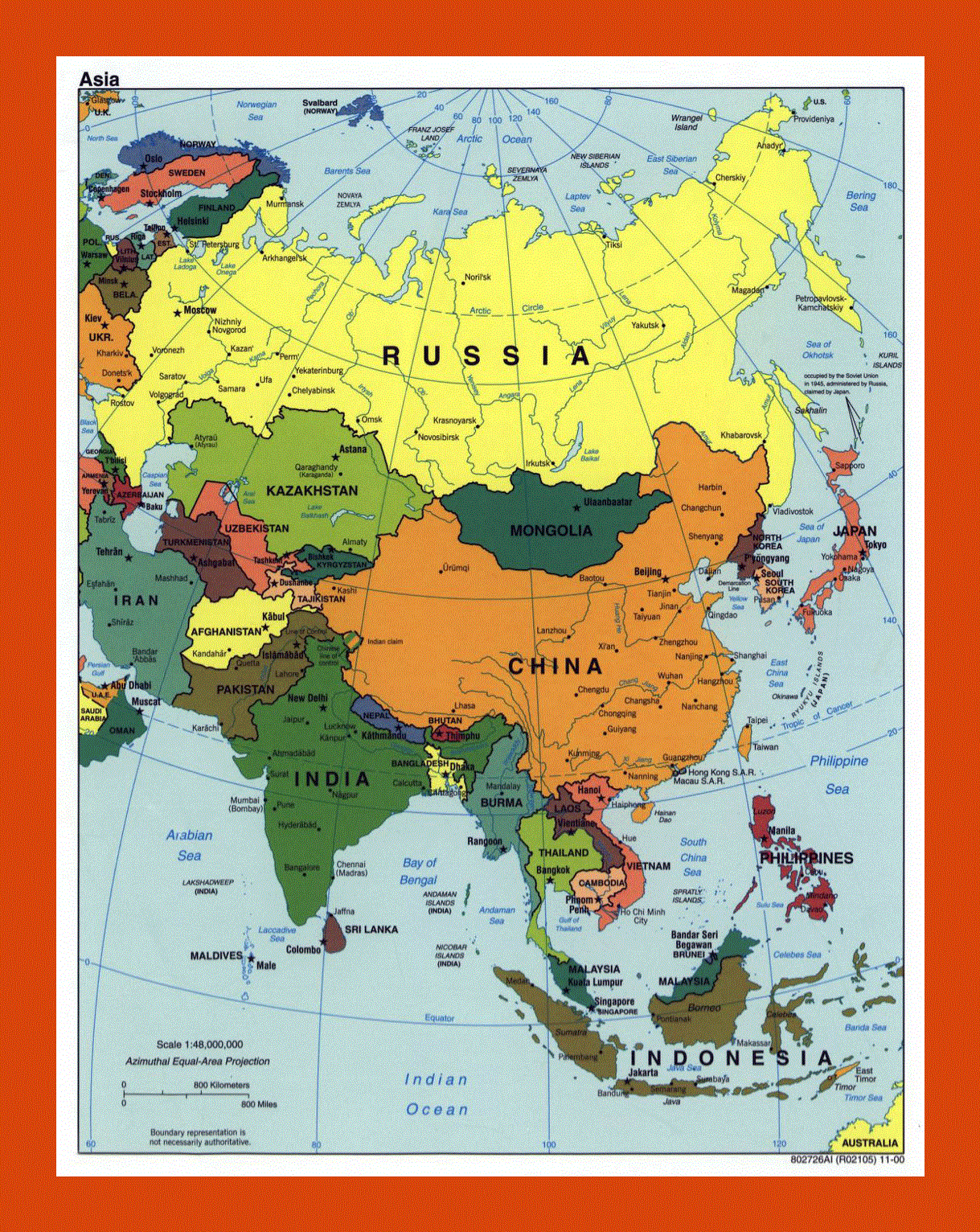 Political map of Asia - 2000