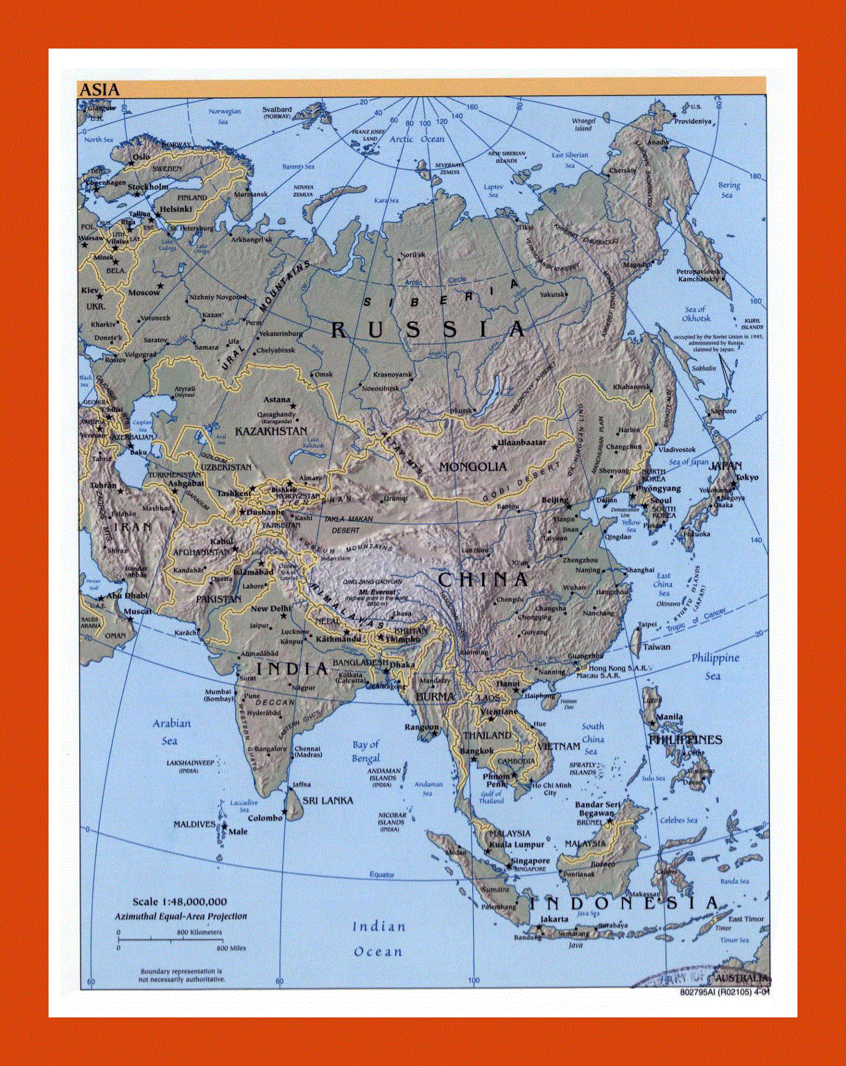 Political map of Asia - 2001