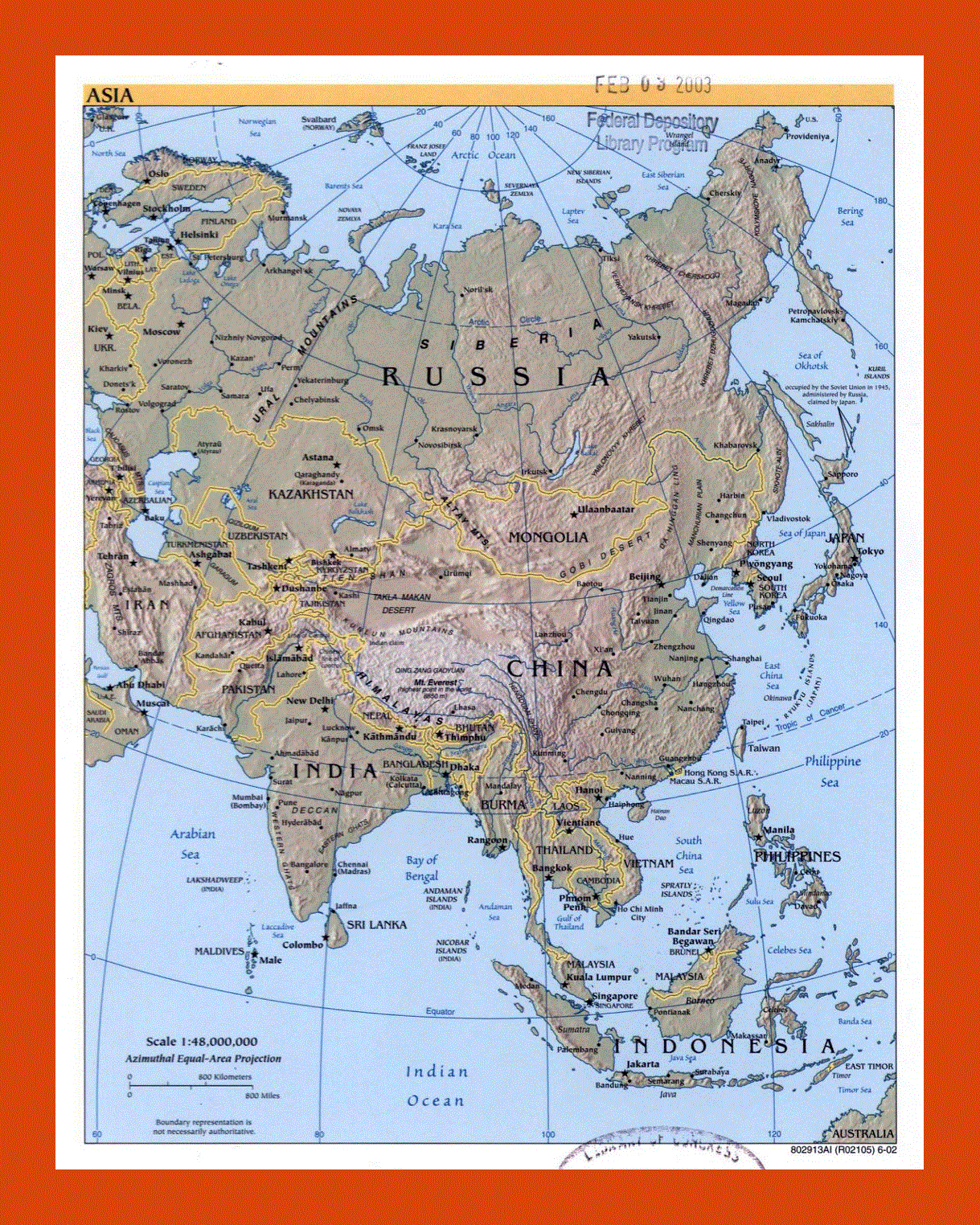 Political map of Asia - 2002