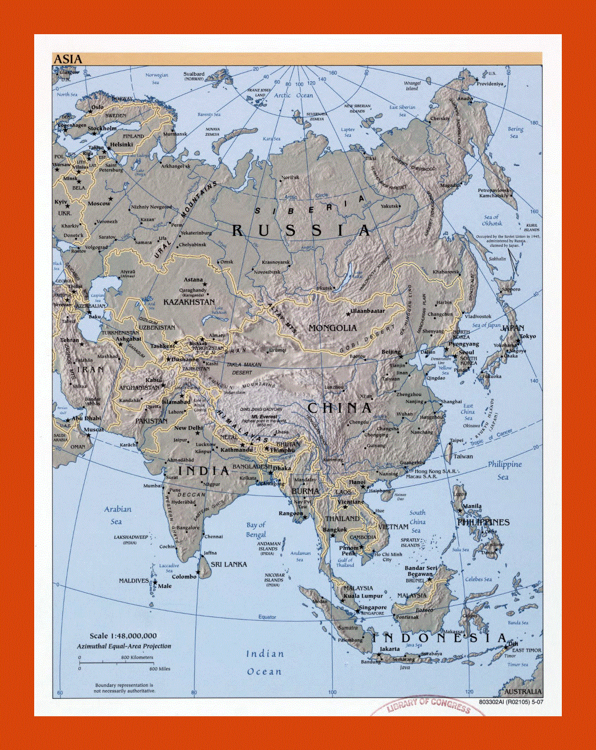 Political map of Asia - 2007