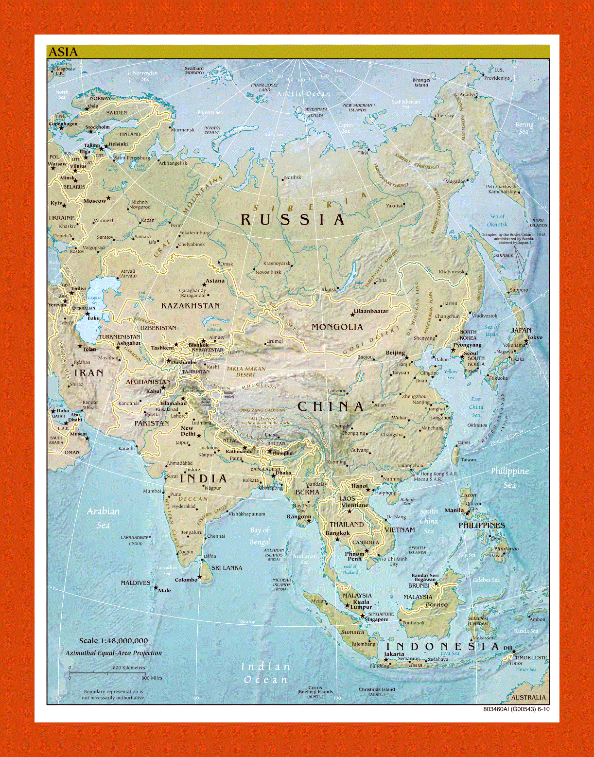 Political map of Asia - 2010