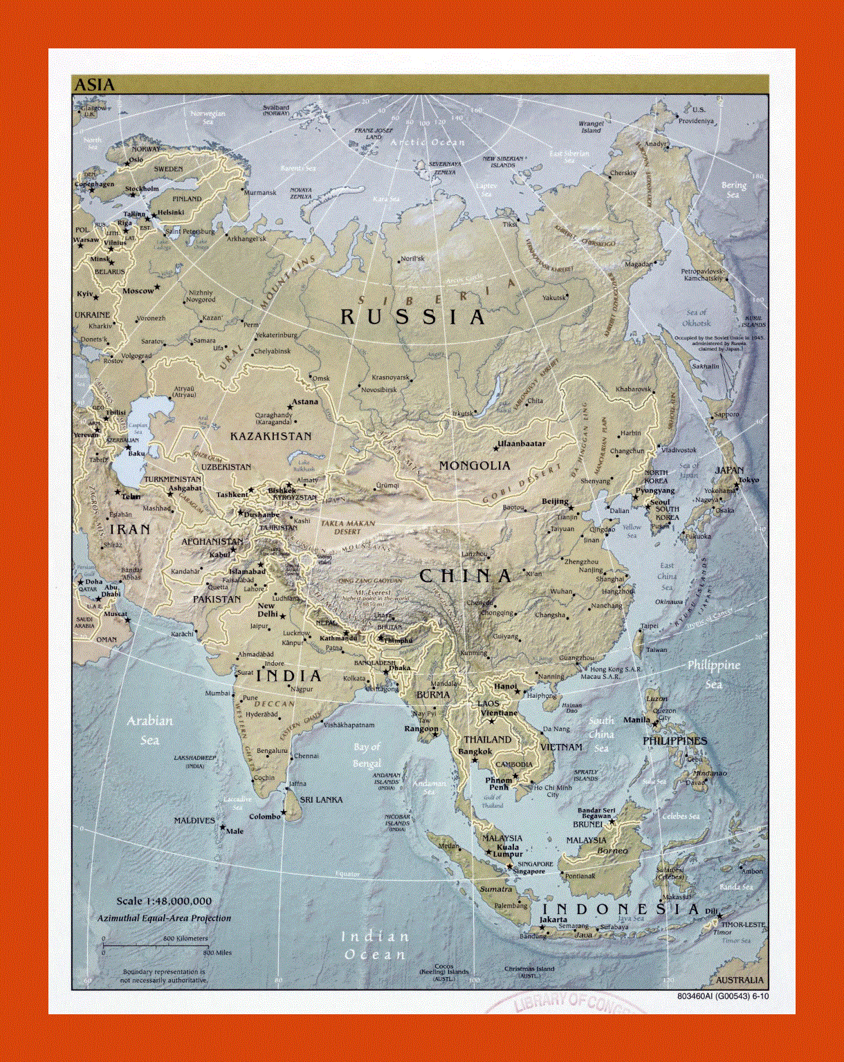 Political map of Asia - 2010