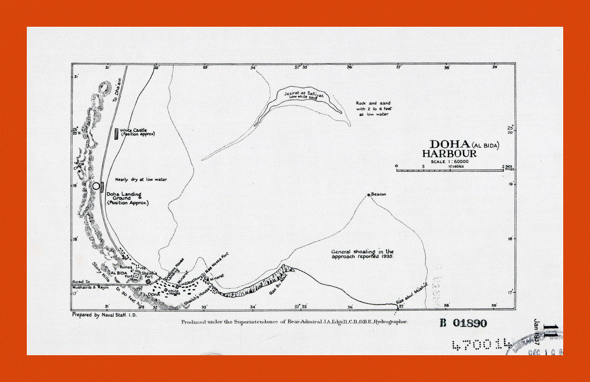 Map of Doha Al Bida harbour - 1937