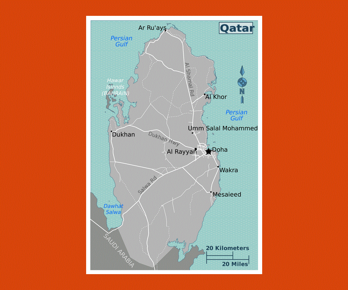 Карта катара на русском языке с городами