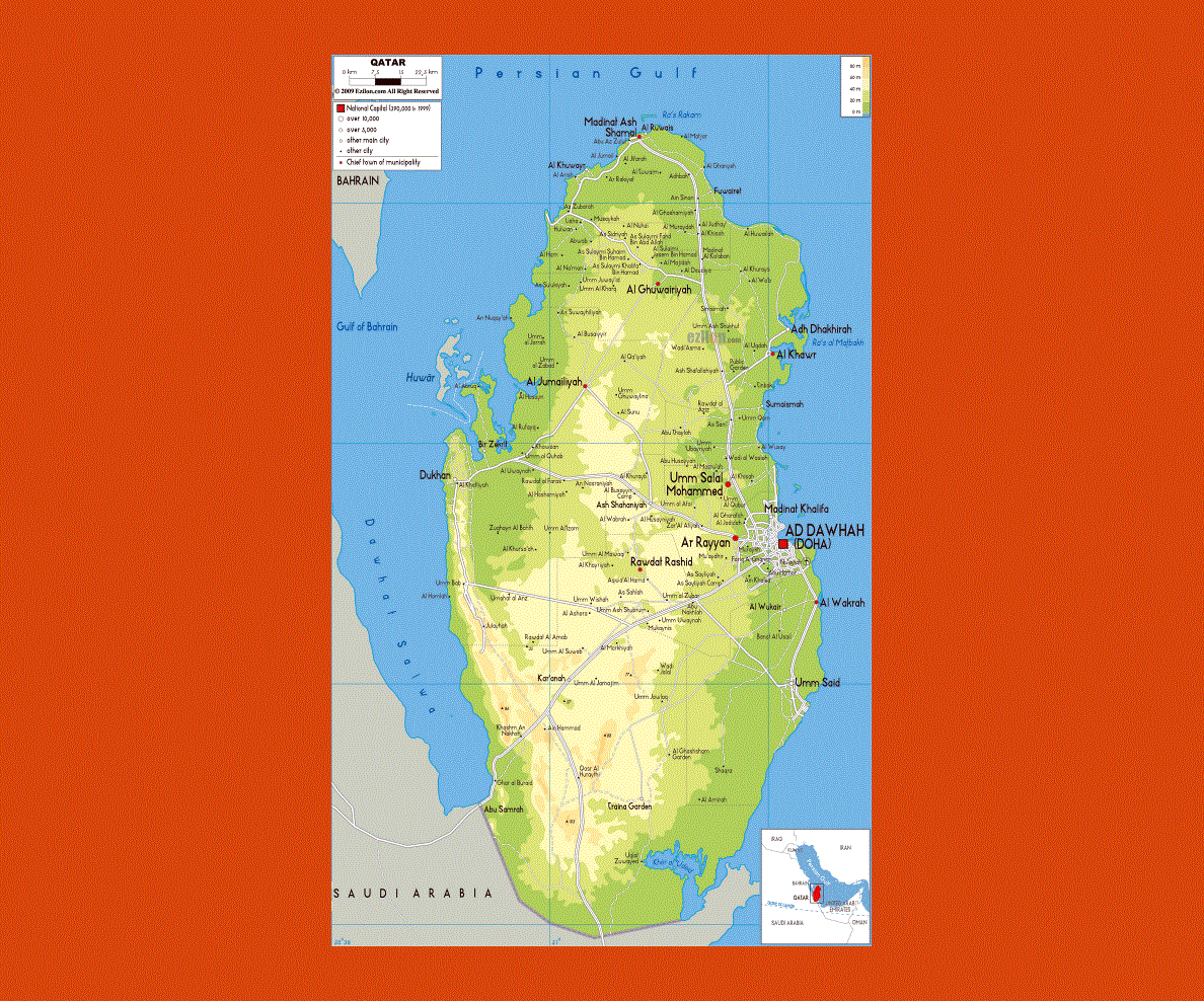 Карта катара на русском языке с городами