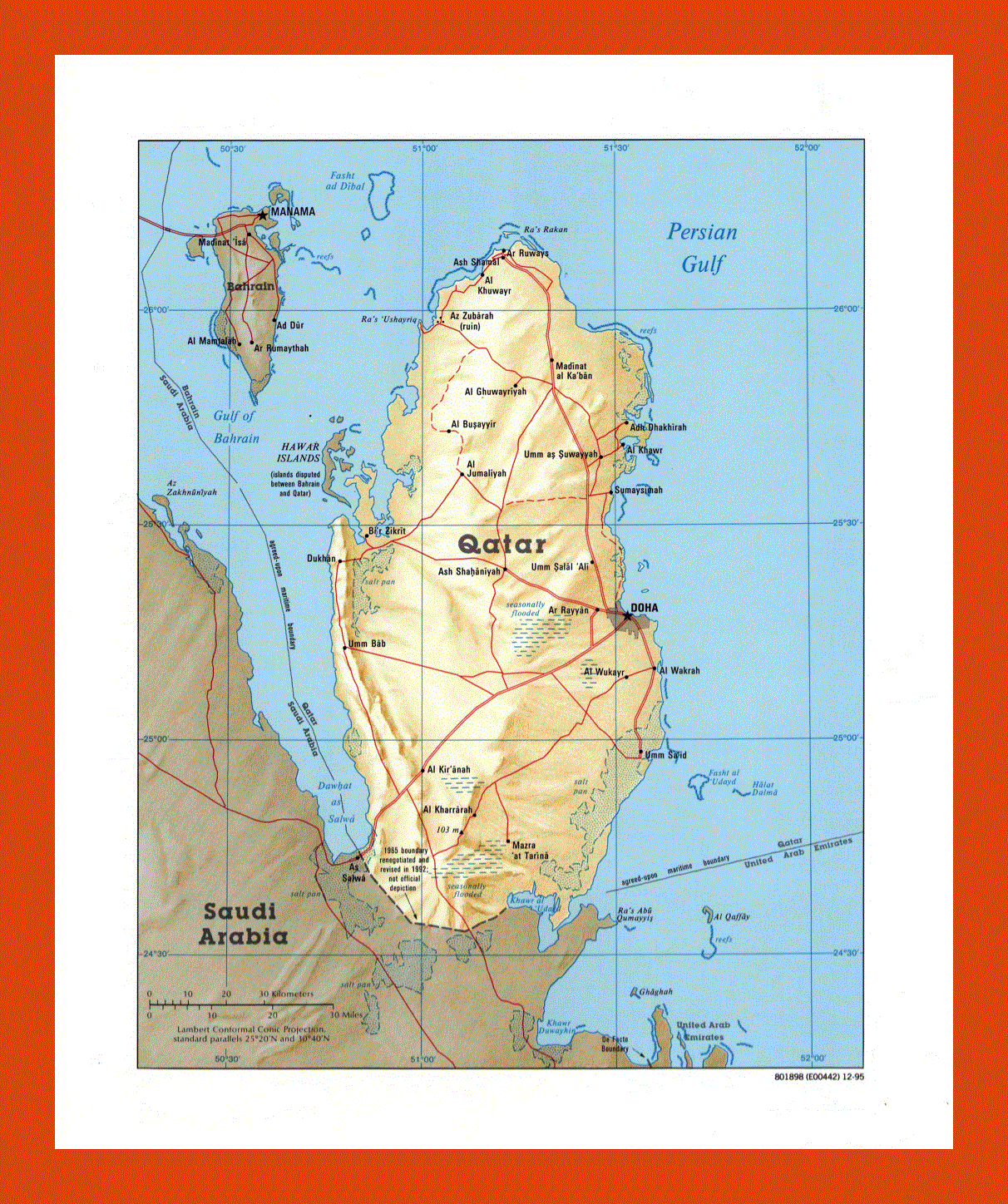 Political map of Qatar - 1995