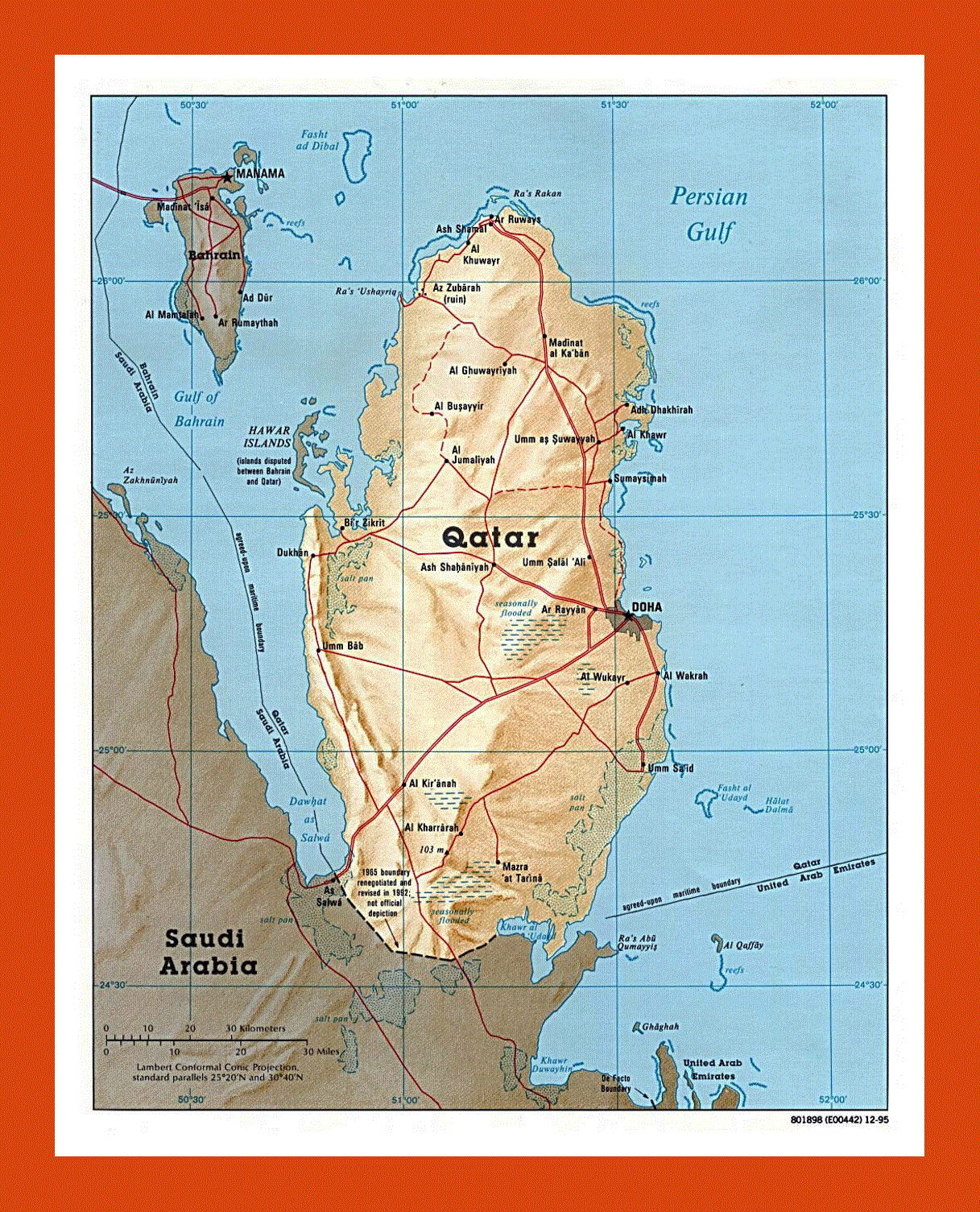 Political map of Qatar - 1995