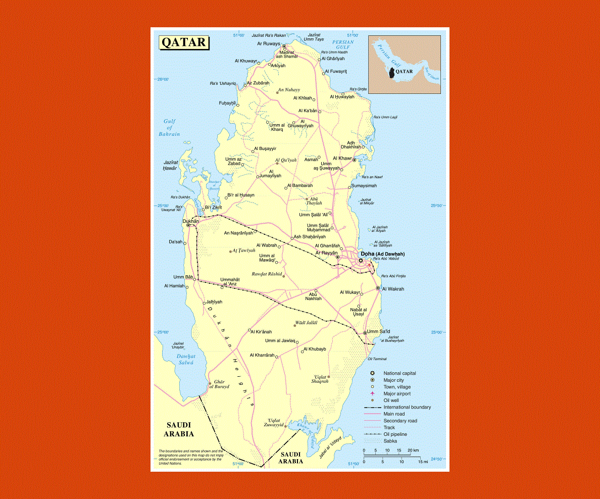 Карта катара на русском языке с городами