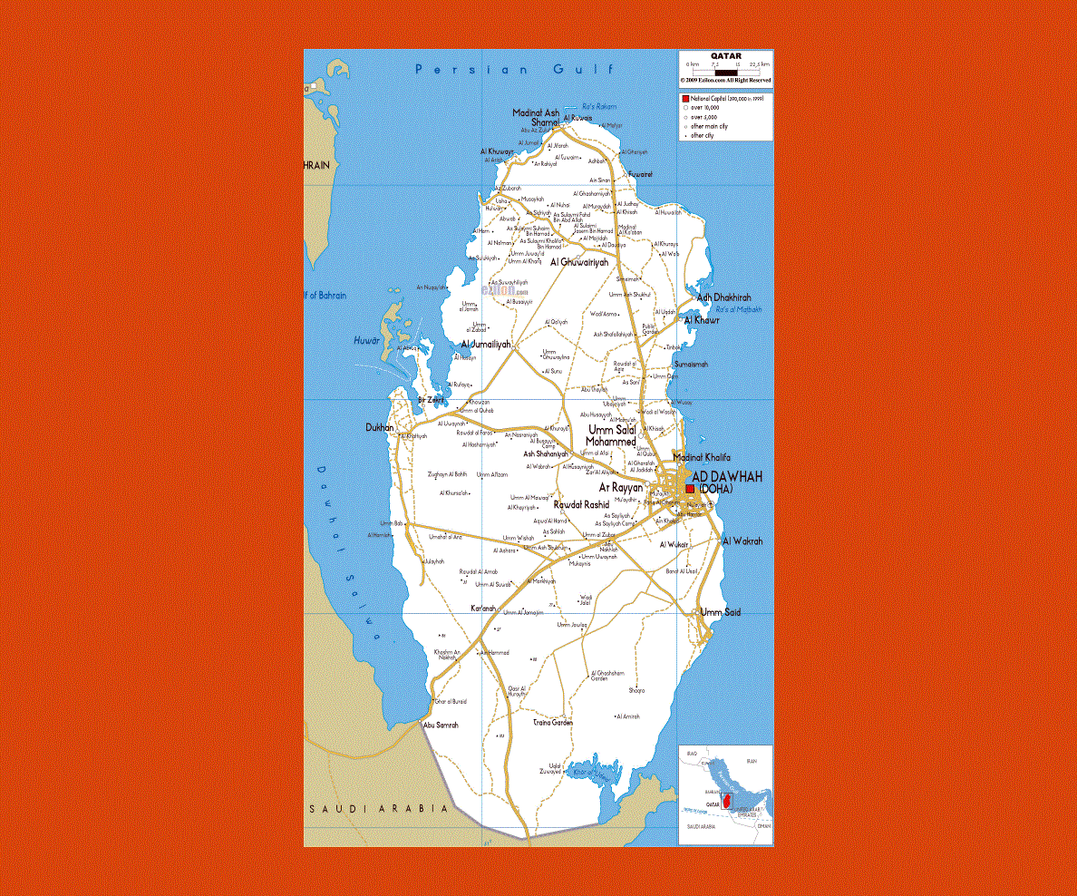 Карта катара на русском языке с городами