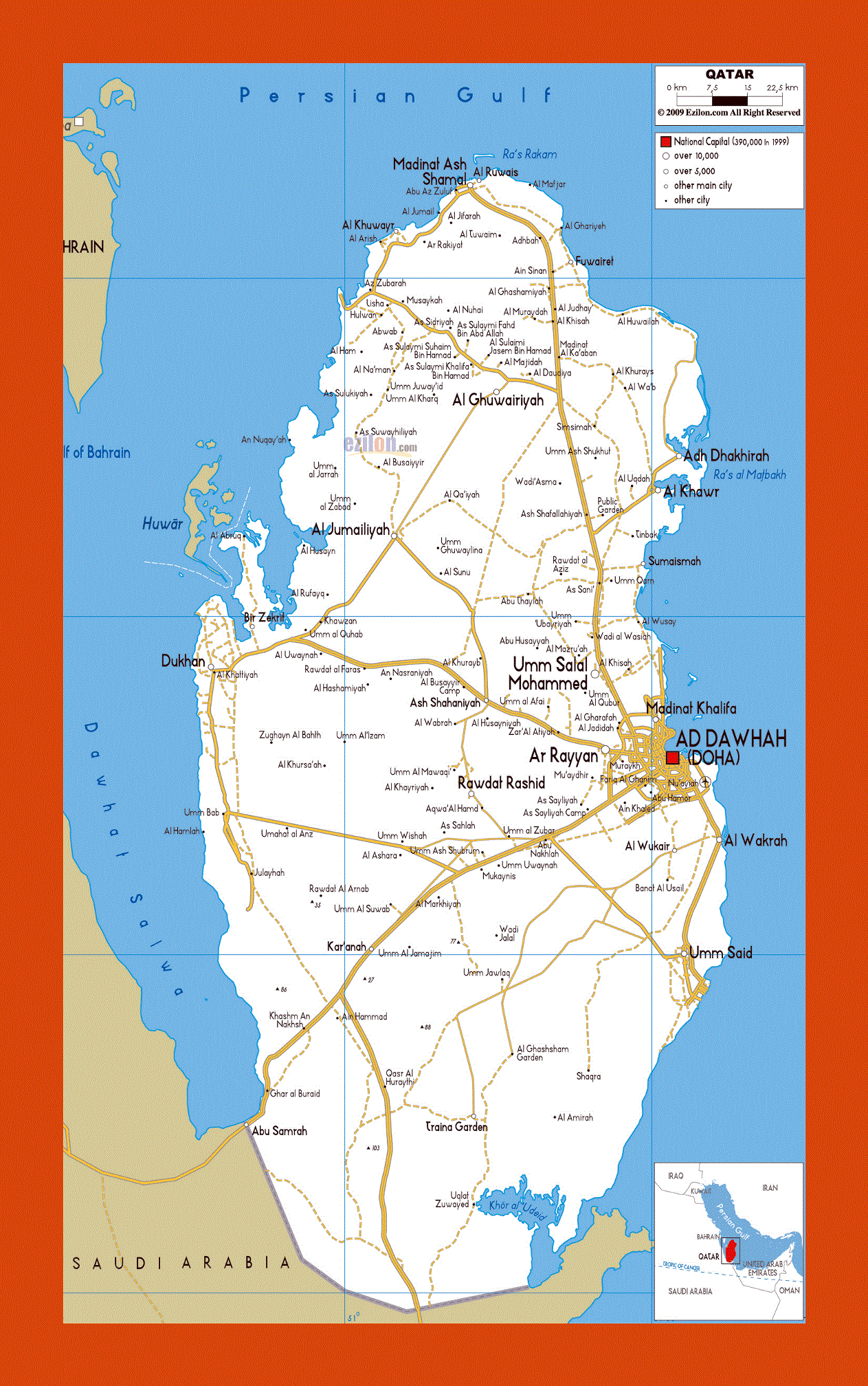 Road map of Qatar