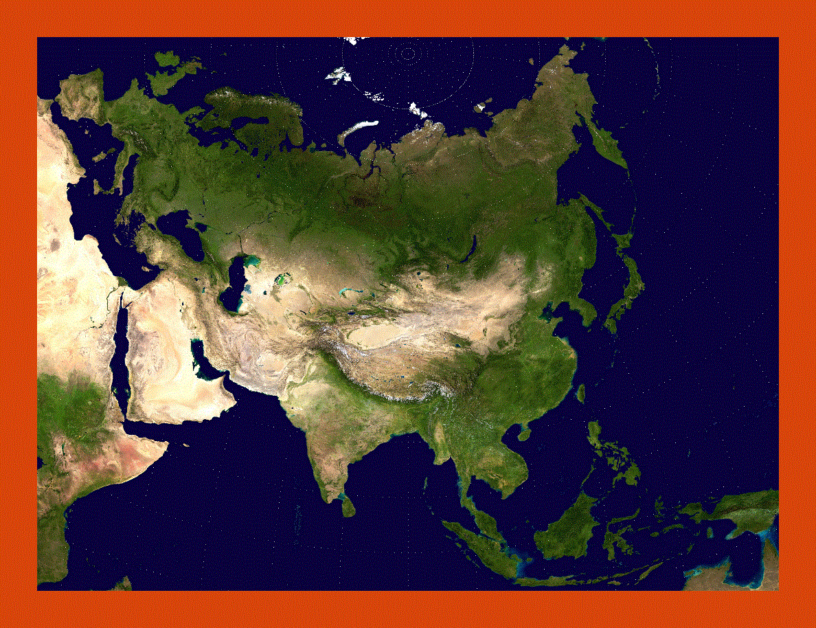 Satellite map of Asia