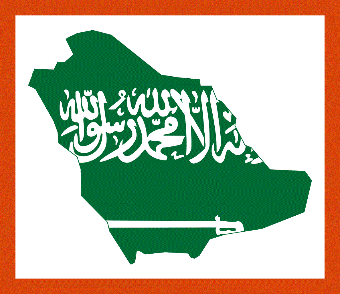 Flag map of Saudi Arabia