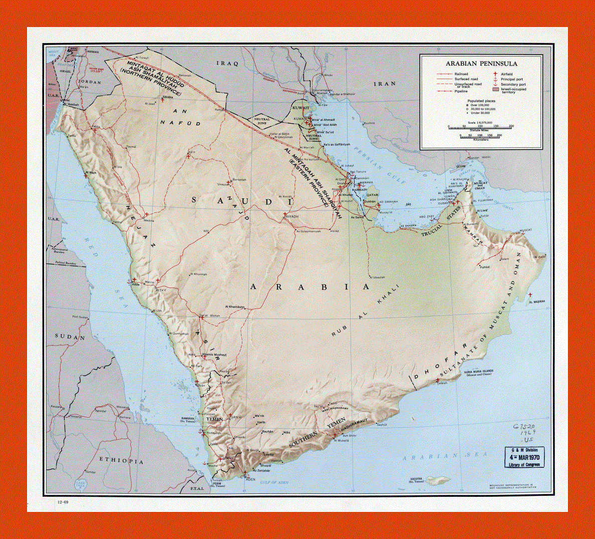 Map of Arabian Peninsula - 1969