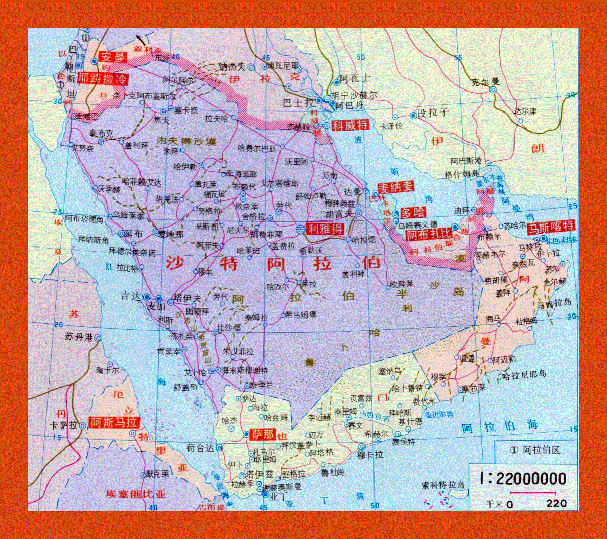 Map of Saudi Arabia in chinese