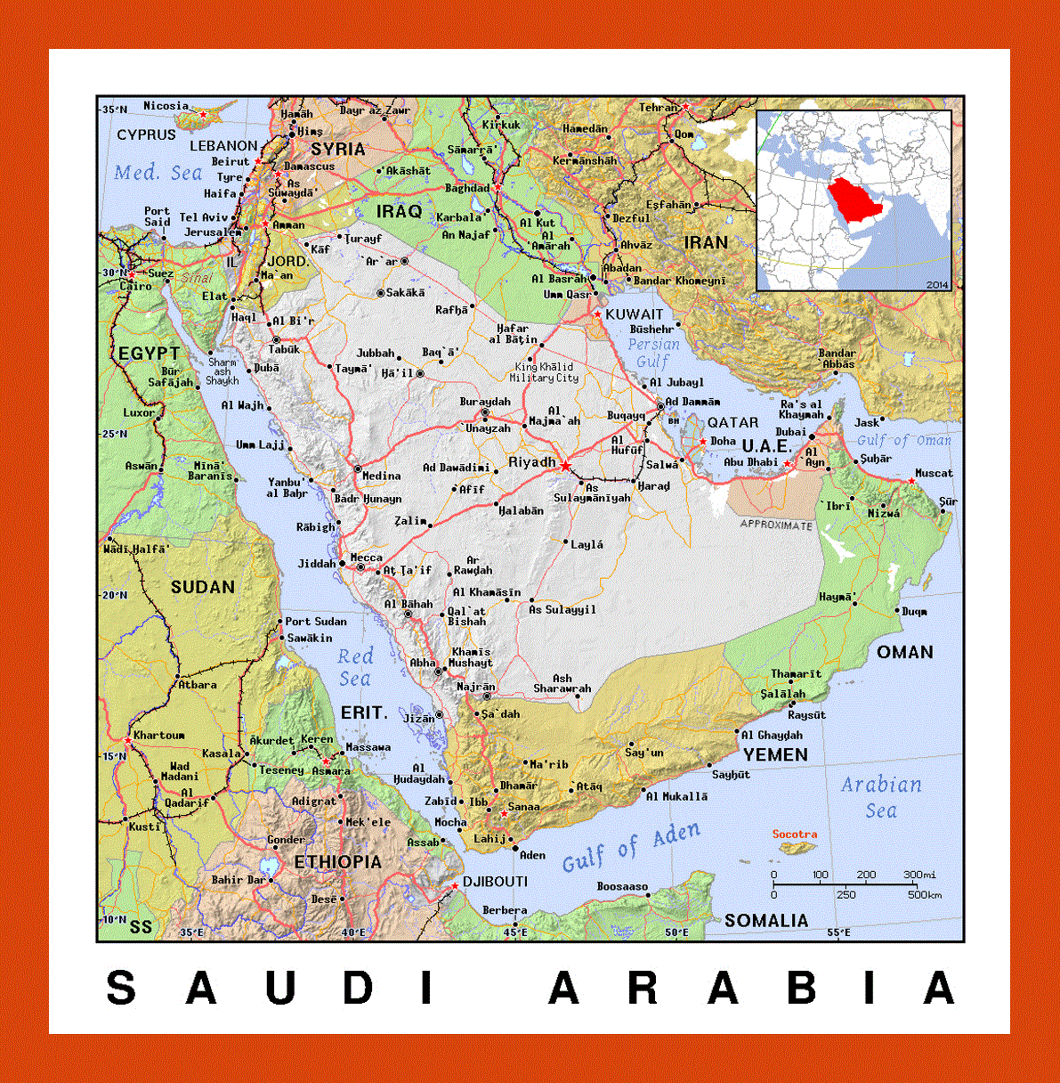 Political map of Saudi Arabia