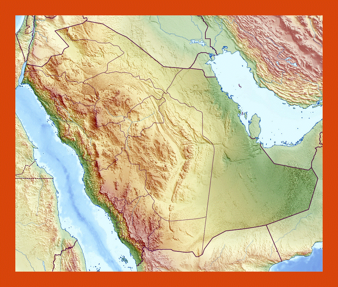 Relief map of Saudi Arabia