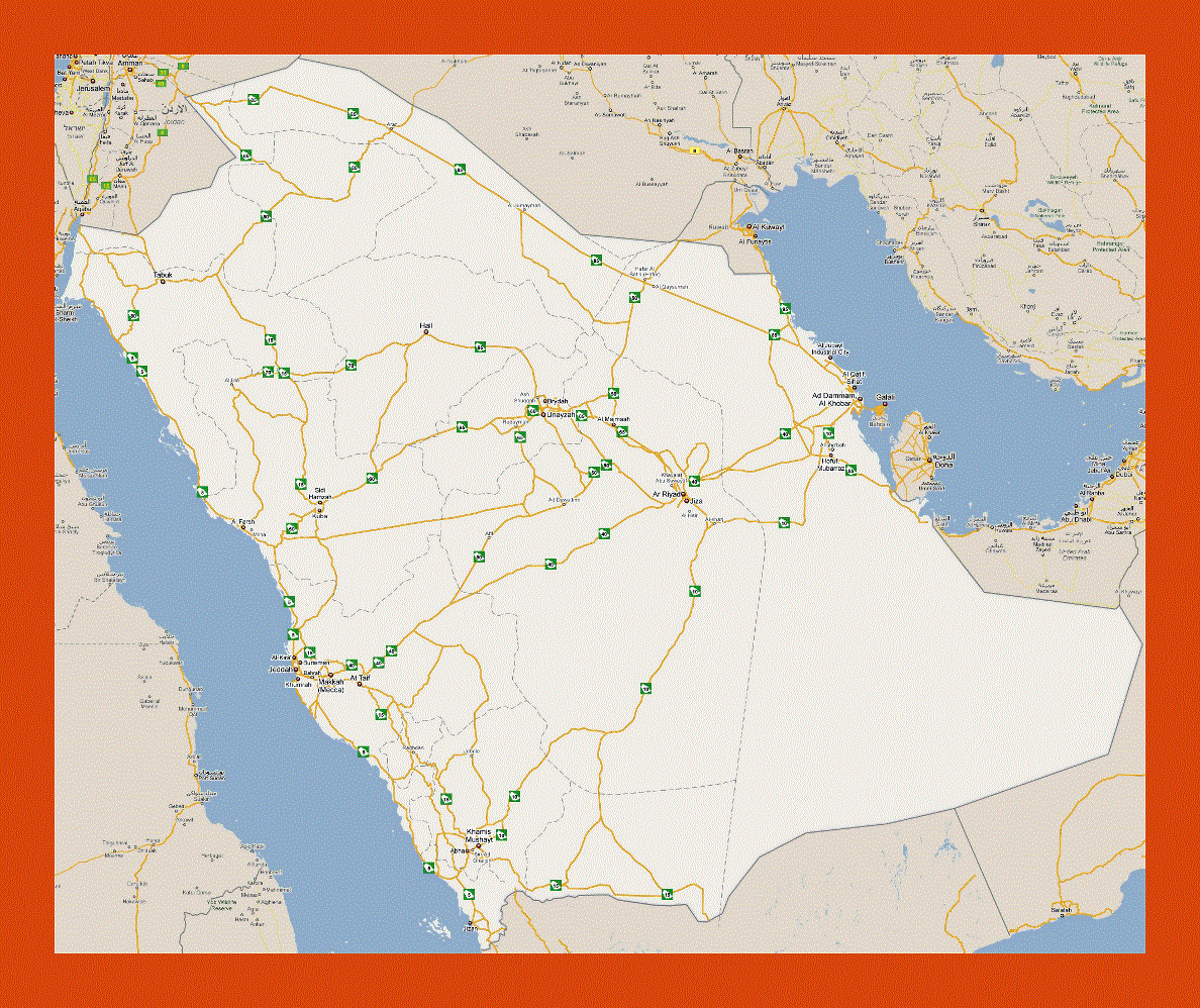 Road map of Saudi Arabia