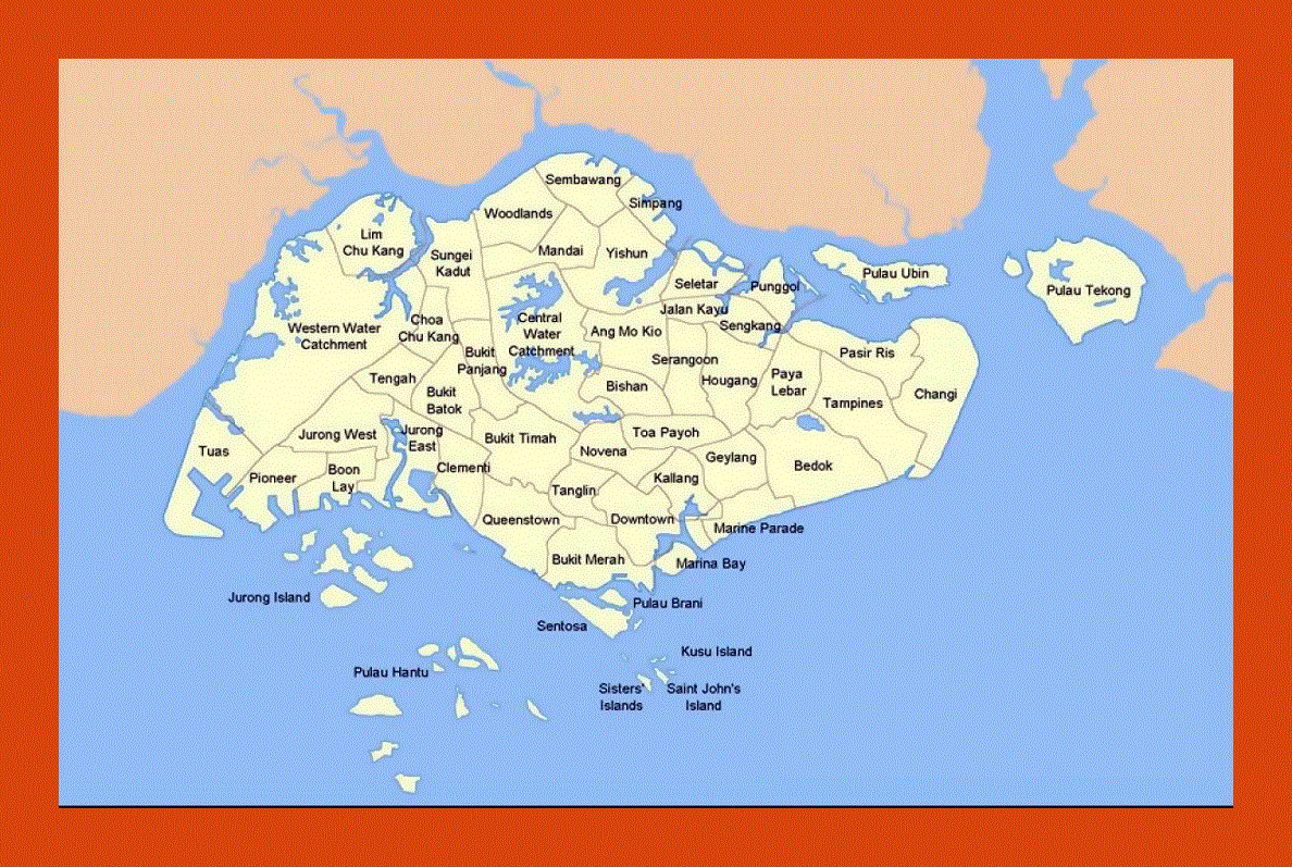 Administrative divisions map of Singapore