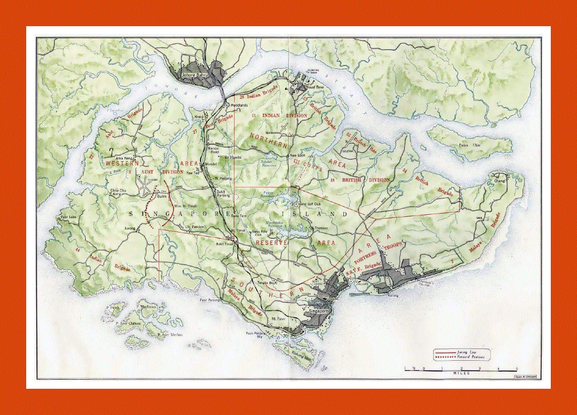 Old map of Singapore - 1942