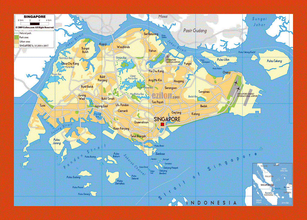 Physical map of Singapore