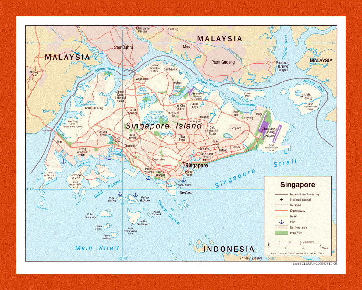 Political map of Singapore - 2005