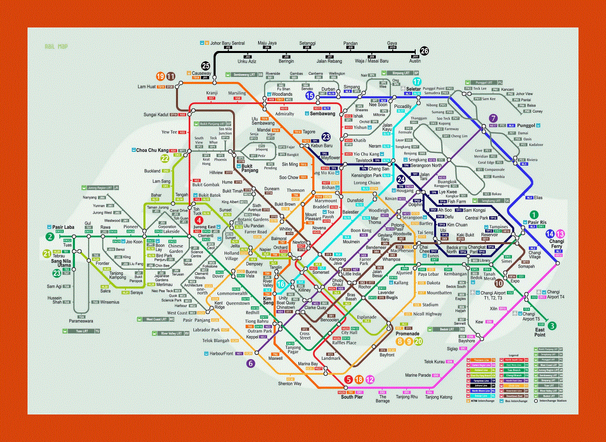 Rail map of Singapore city