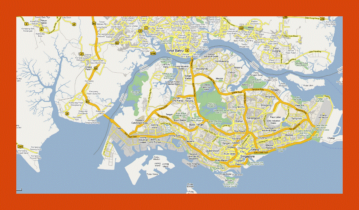 Road map of Singapore